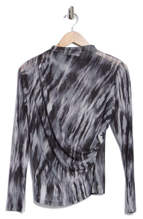 Patrizia Luca Side Ruched Mesh Top In Black