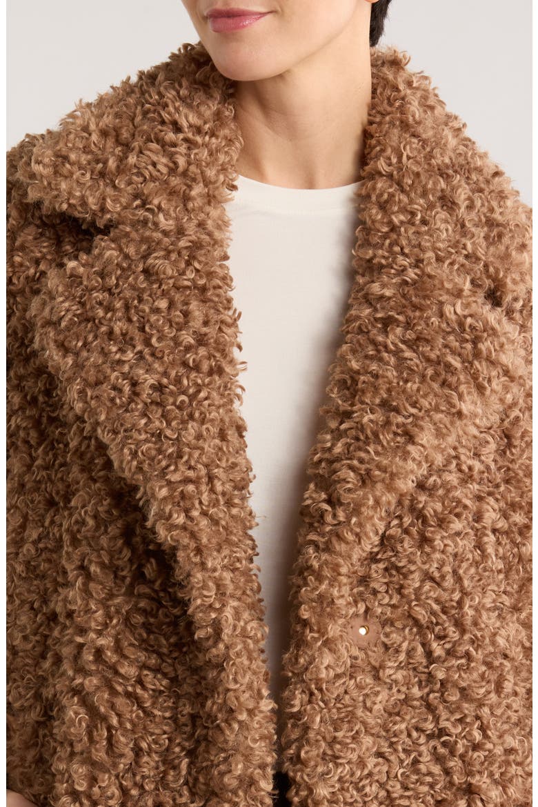 Curly Faux Shearling Coat, Alternate, color, DK CARAMEL