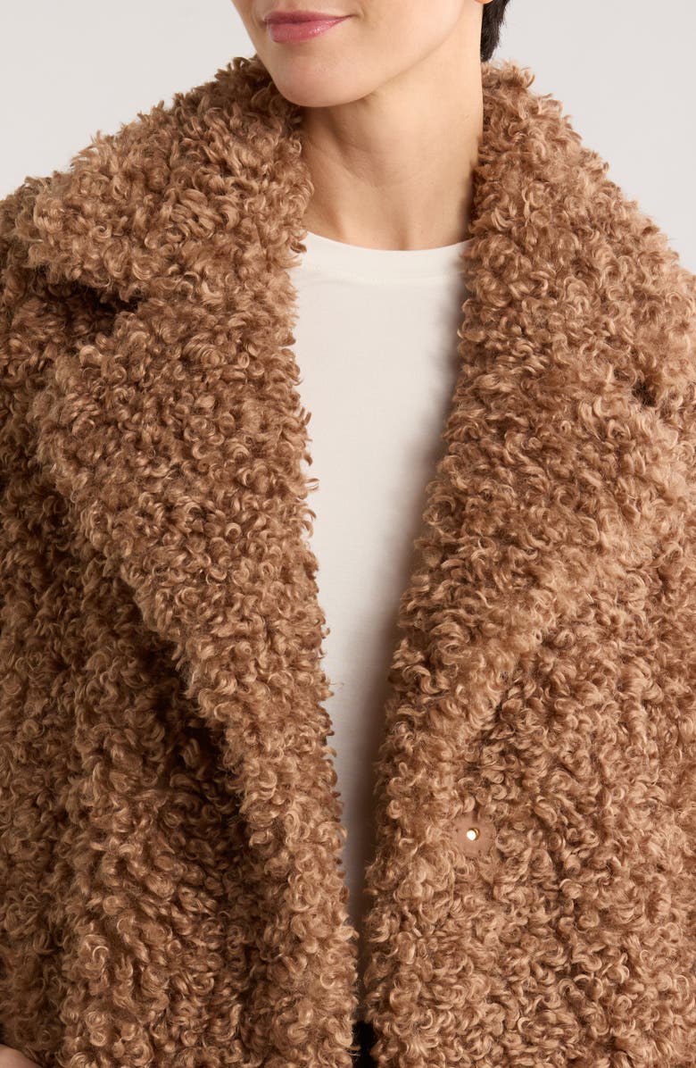 Michael Kors Curly Faux Shearling Coat, Alternate, color, Dark Caramel