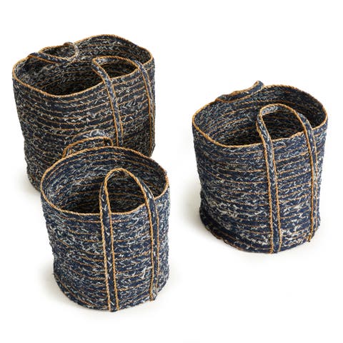 Denim Round Baskets Set of 3