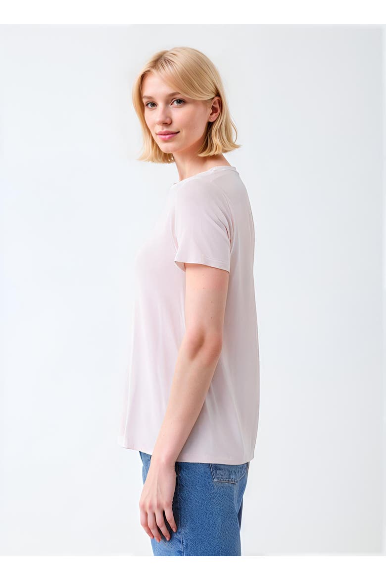 Soft Touch Short Sleeve T-Shirt with Pleated Back, Alternate, color, PETALE