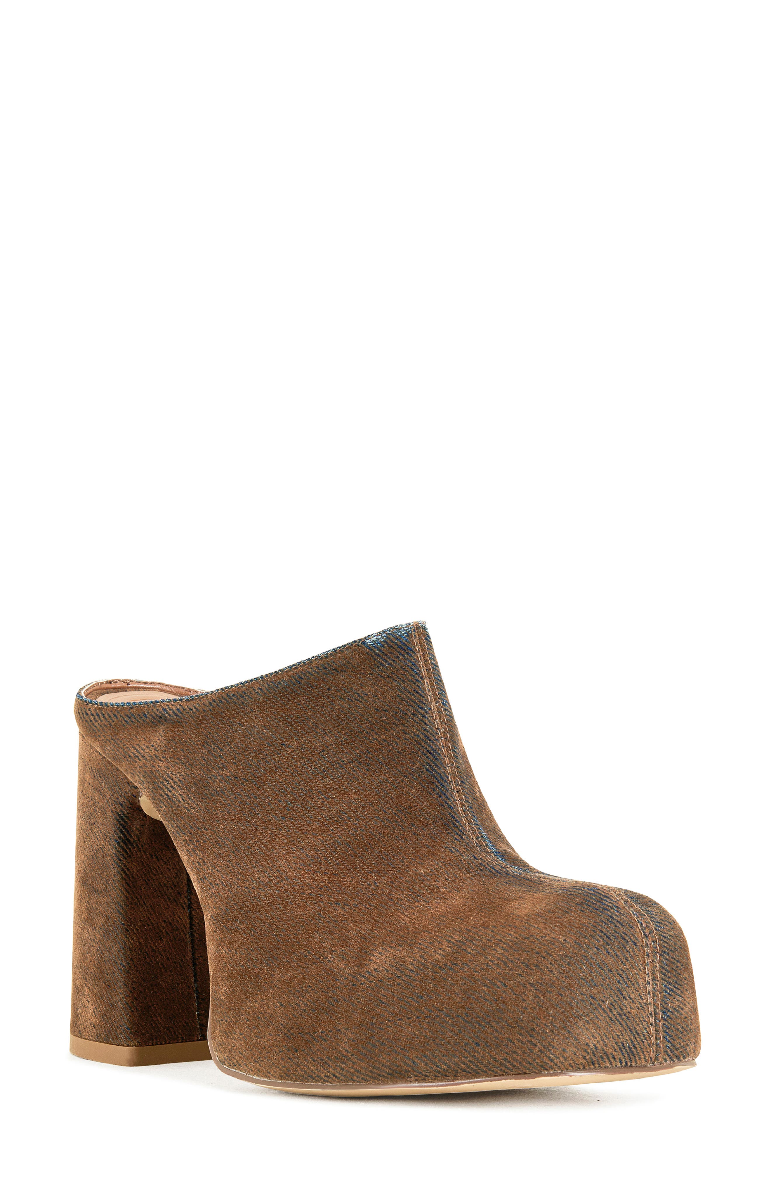 AZALEA WANG Florea Block Heel Clog, Main, color, Brown