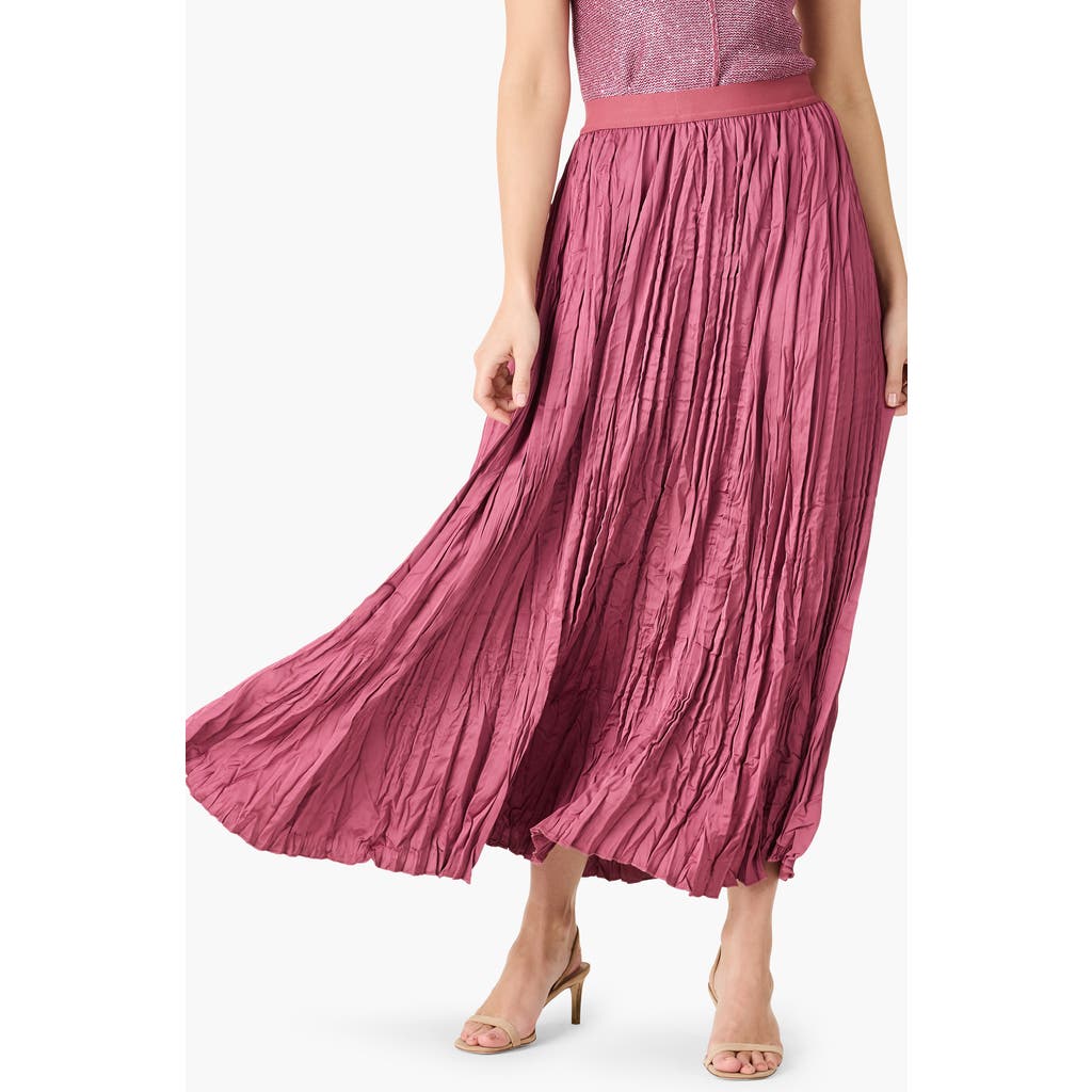 Nic + Zoe Nic+zoe Crinkle Crush Plissé Midi Skirt In Terra