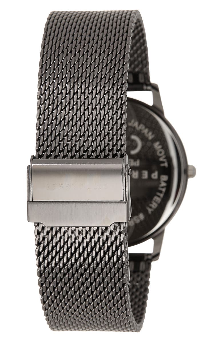 Perry Ellis Slim Diamond Mesh Bracelet Watch, 41mm, Alternate, color, Gunmetal