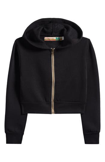 Vintage Havana Kids' Cropped Zip Hoodie In Black