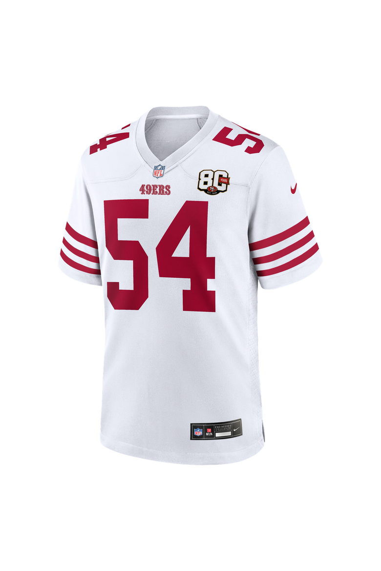 Men's Nike Fred Warner White San Francisco 49ers 80th Anniversary Game Jersey, Alternate, color, White
