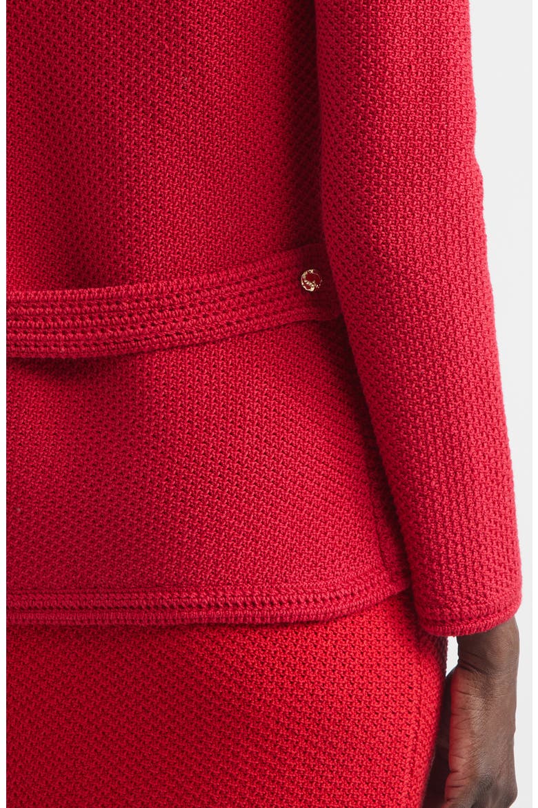 Cotton Blend Mixed Stitch Sweater Jacket, Alternate, color, SCARLET