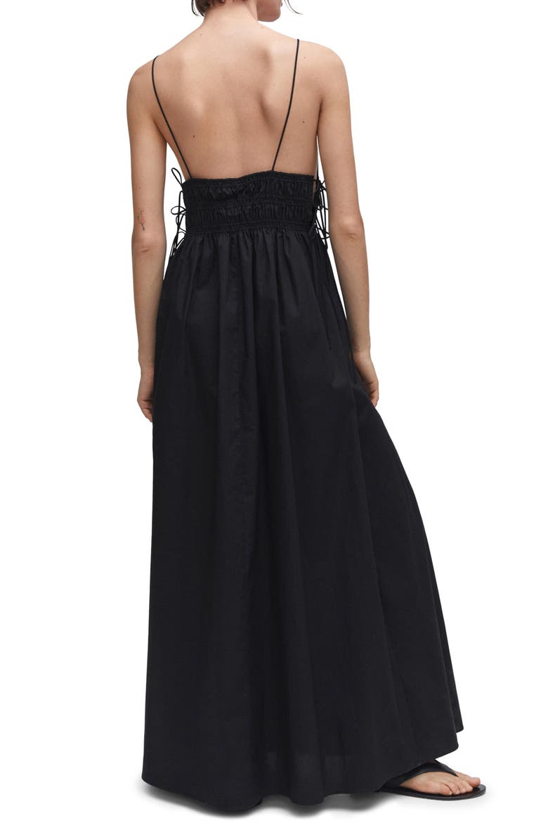Smocked Cotton Maxi Dress, Alternate, color, BLACK