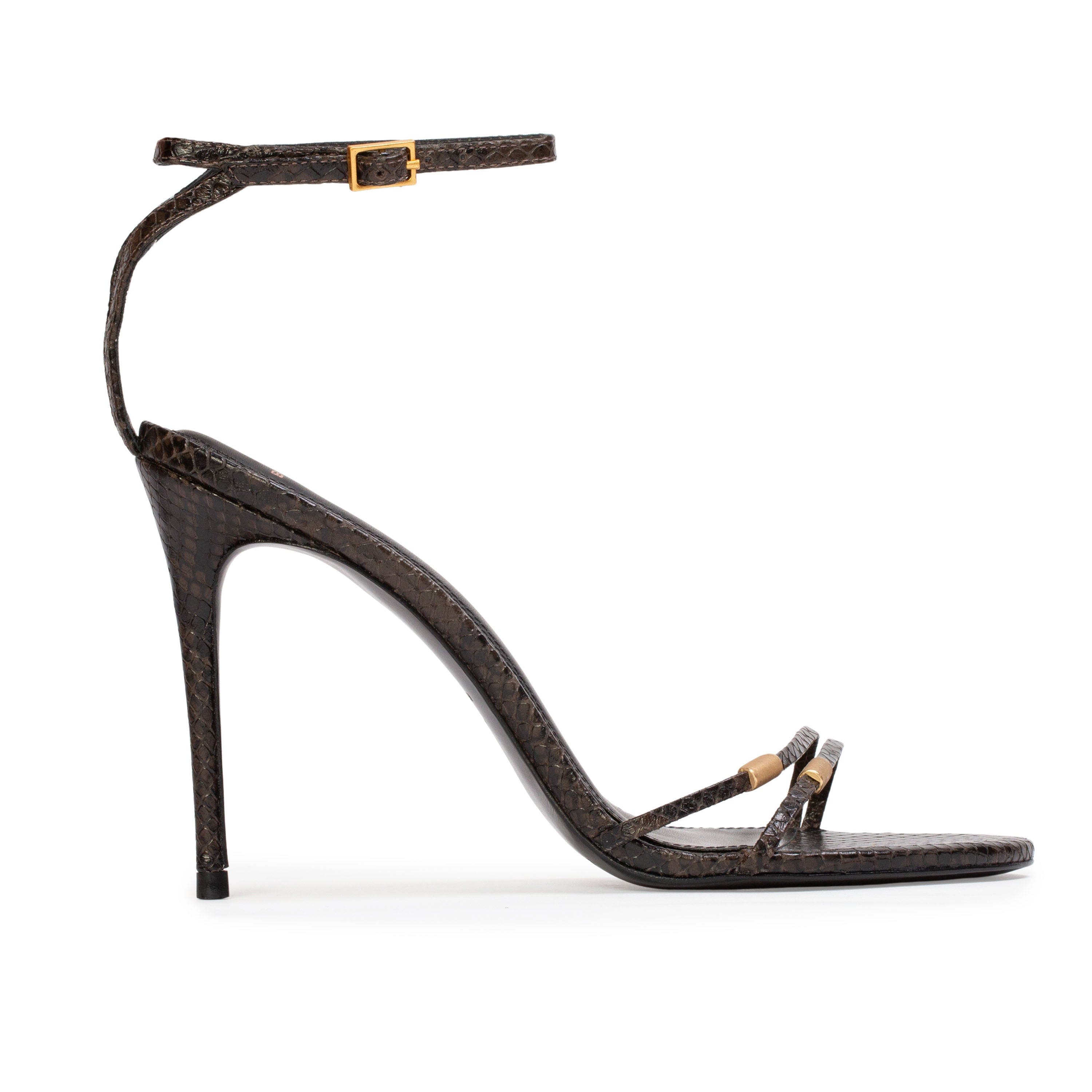Britanny Strappy Snake Sandal, Main, color, Brown Snake Leather
