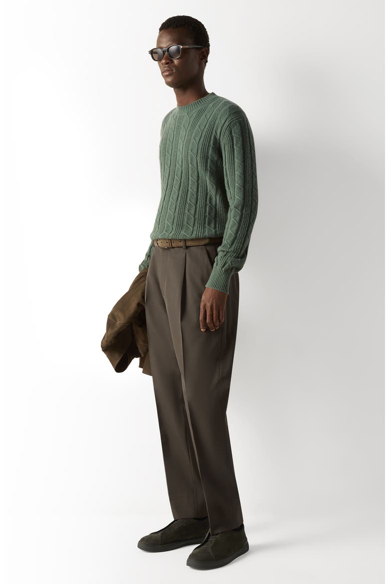 Cable Stitch Cashmere Sweater, Alternate, color, LIGHT GREEN