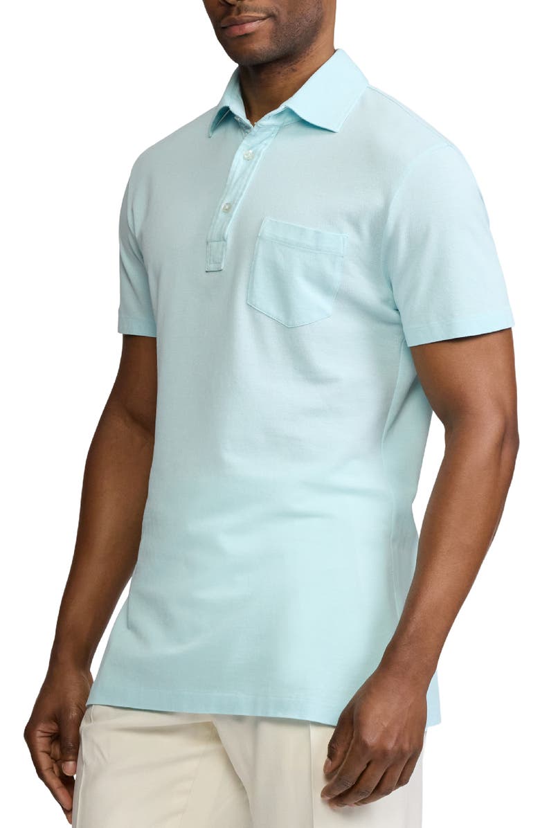 Ralph Lauren Purple Label Washed Cotton Piqué Pocket Polo, Alternate, color, Corydalis Blue