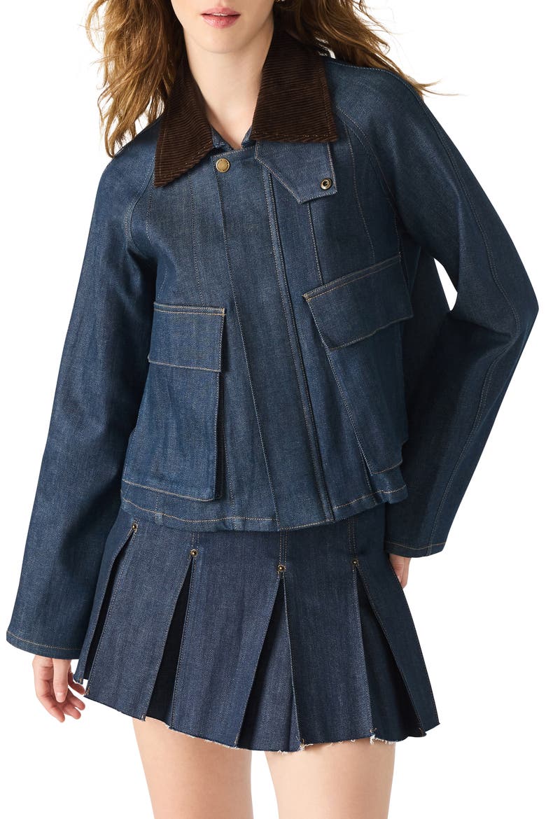 Justina Denim Jacket, Main, color, DEEP INDIGO