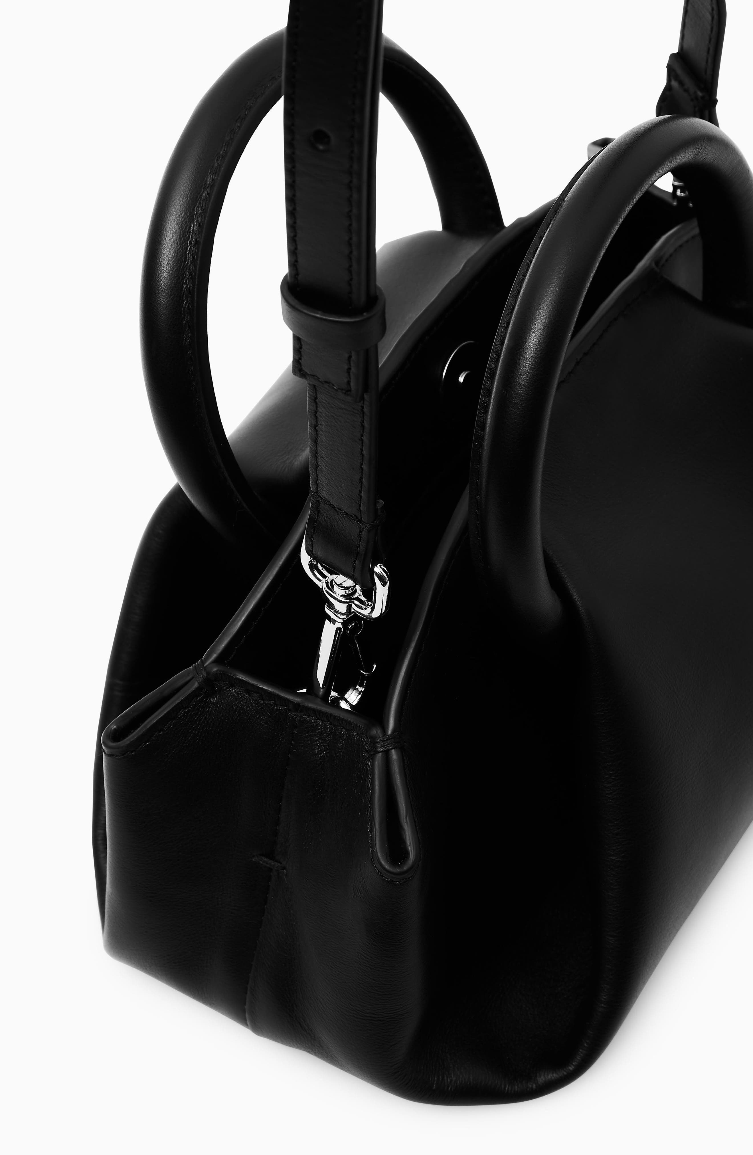 Fold Leather Micro Tote Bag, Alternate, color, BLACK DARK