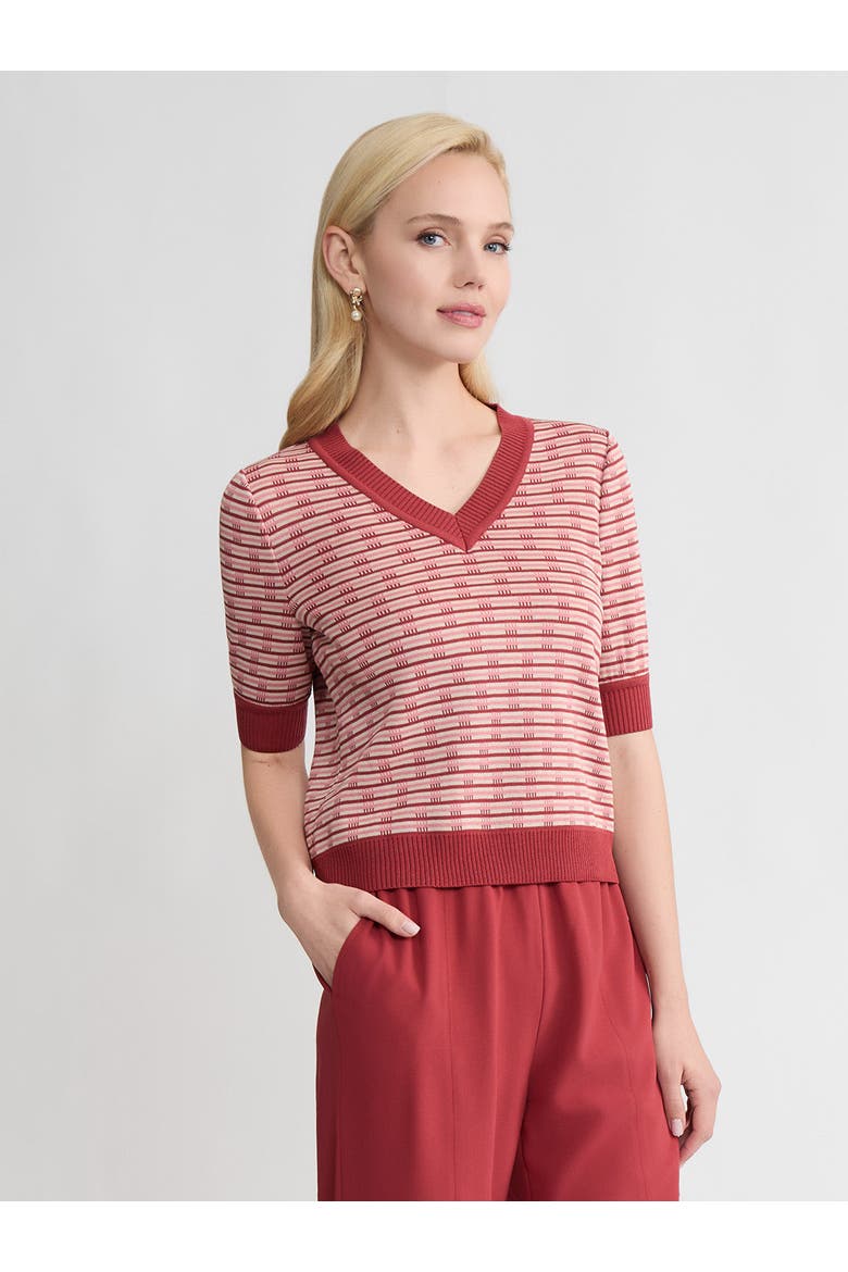 Striped Ribbed Hem Top, Alternate, color, Honeysuckle/Russet/Biscotti