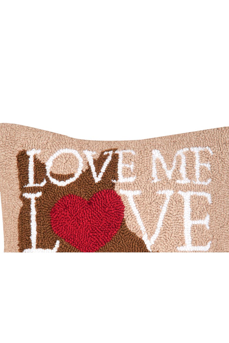 Cat Love Hooked Accent Throw Pillow, 18" x 18", Alternate, color, Brown