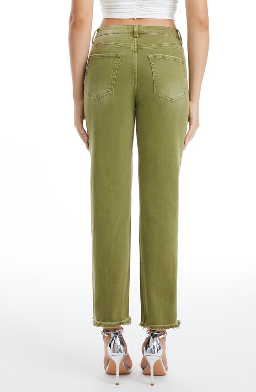Bayeas High Waist Ripped Chew Hem Straight Leg Jeans