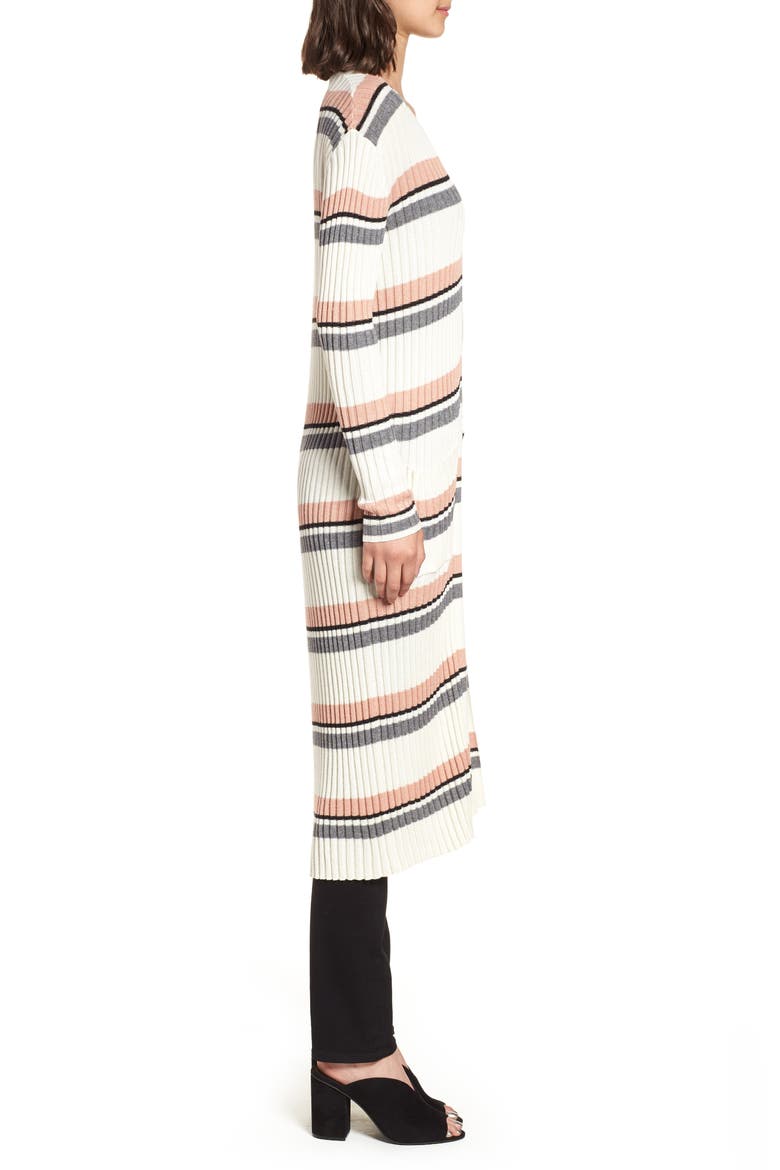 Stripe Midi Open Cardigan, Alternate, color, IVORY EGRET MEGAN STRIPE