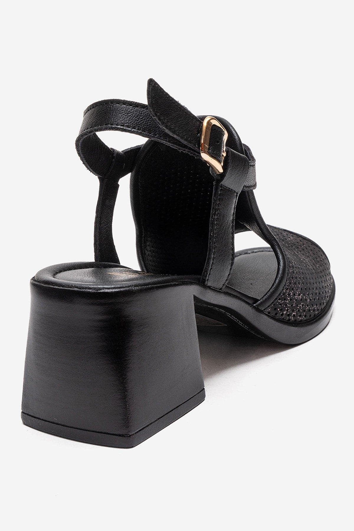 Forever & Always Shoes Janelle Leather Block Heel Sandal, Alternate, color, Black