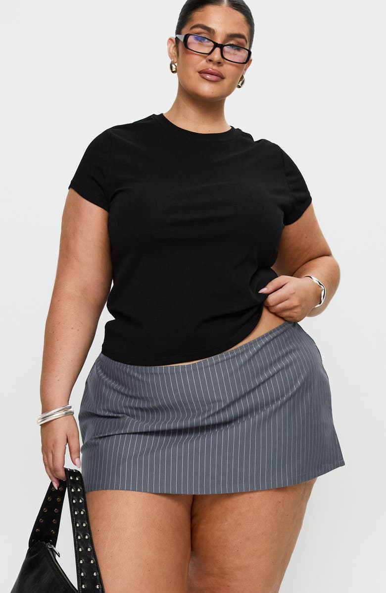 Princess Polly Can't Sleep Pinstriped Skort, Alternate, color, Charcoal Stripe