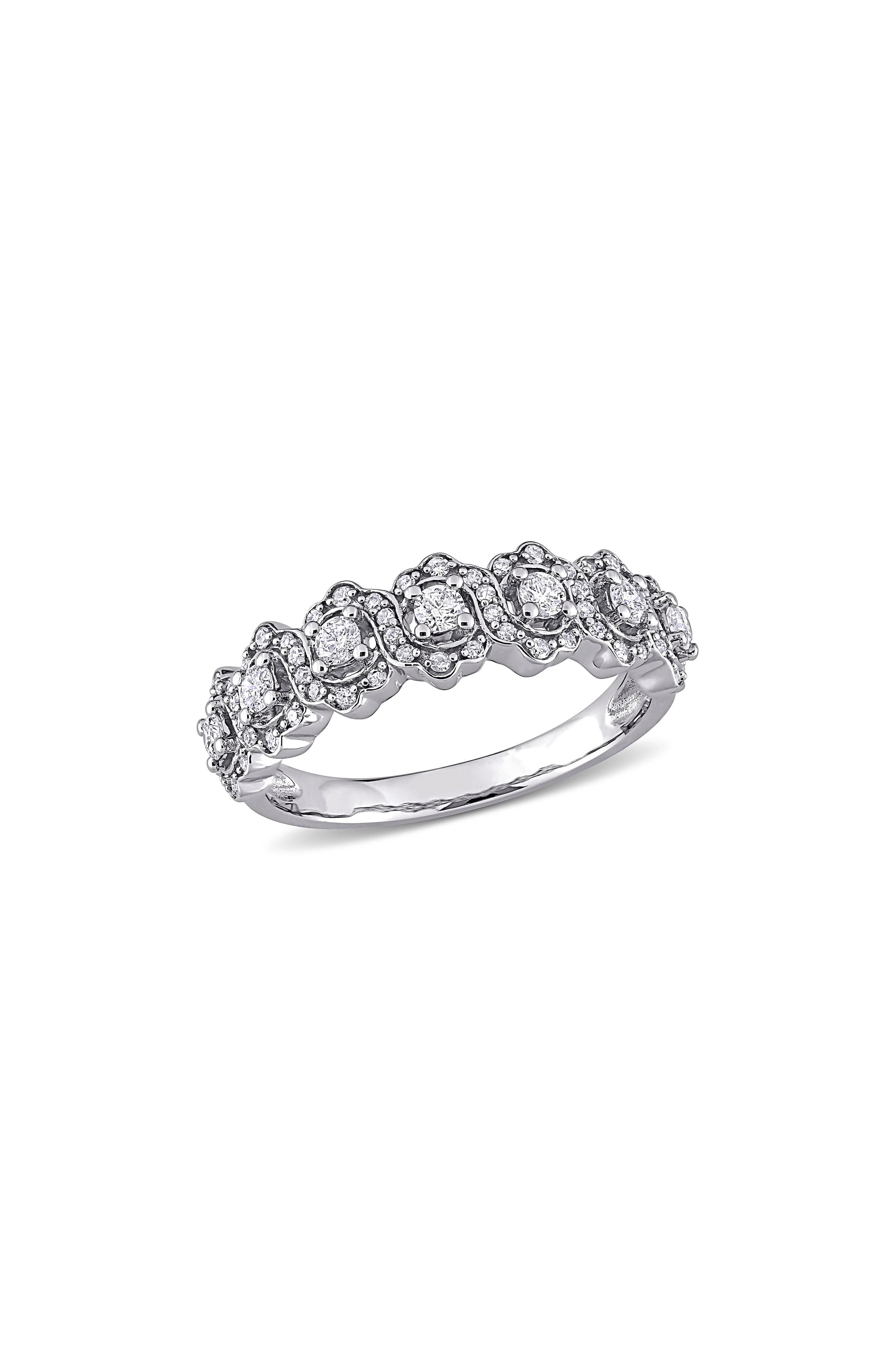 DELMAR Diamond Halo Semi Eternity Ring - 0.5ct.