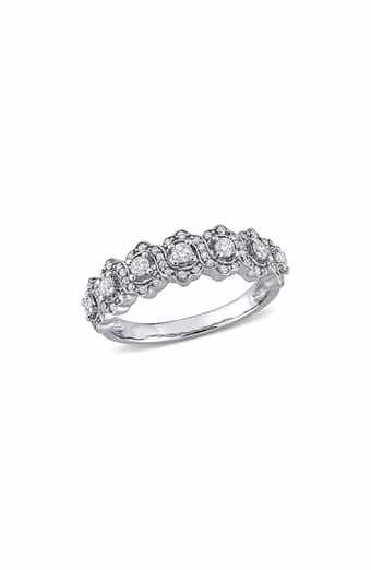 DELMAR Diamond Halo Semi Eternity Ring - 0.5ct.
