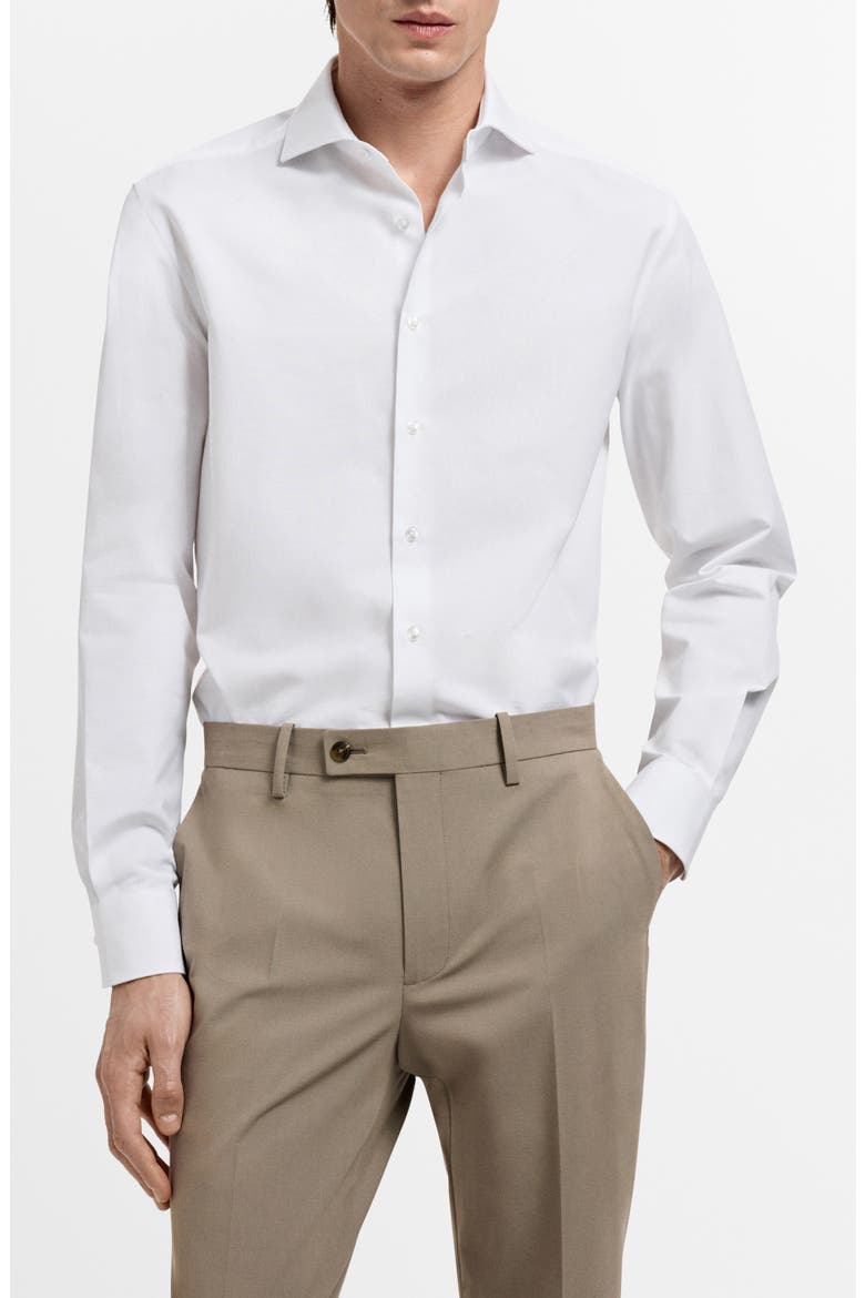 Classic Fit White Cotton Button-Up Shirt, Main, color, WHITE