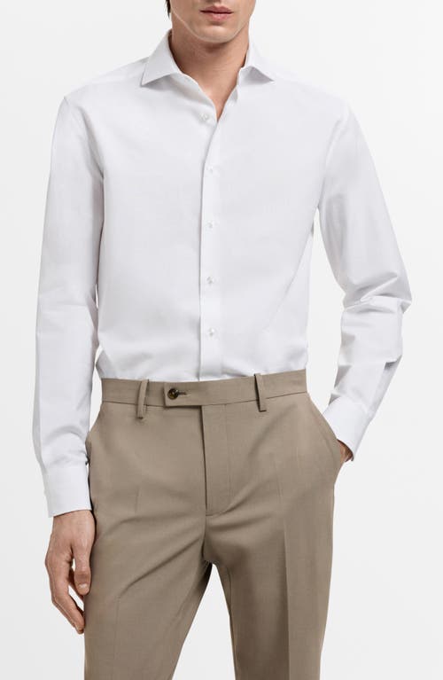 Mango Slim Fit Poplin Button-up Shirt In White