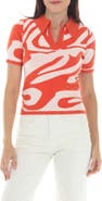 RAIN AND ROSE Abstract Knit Polo
