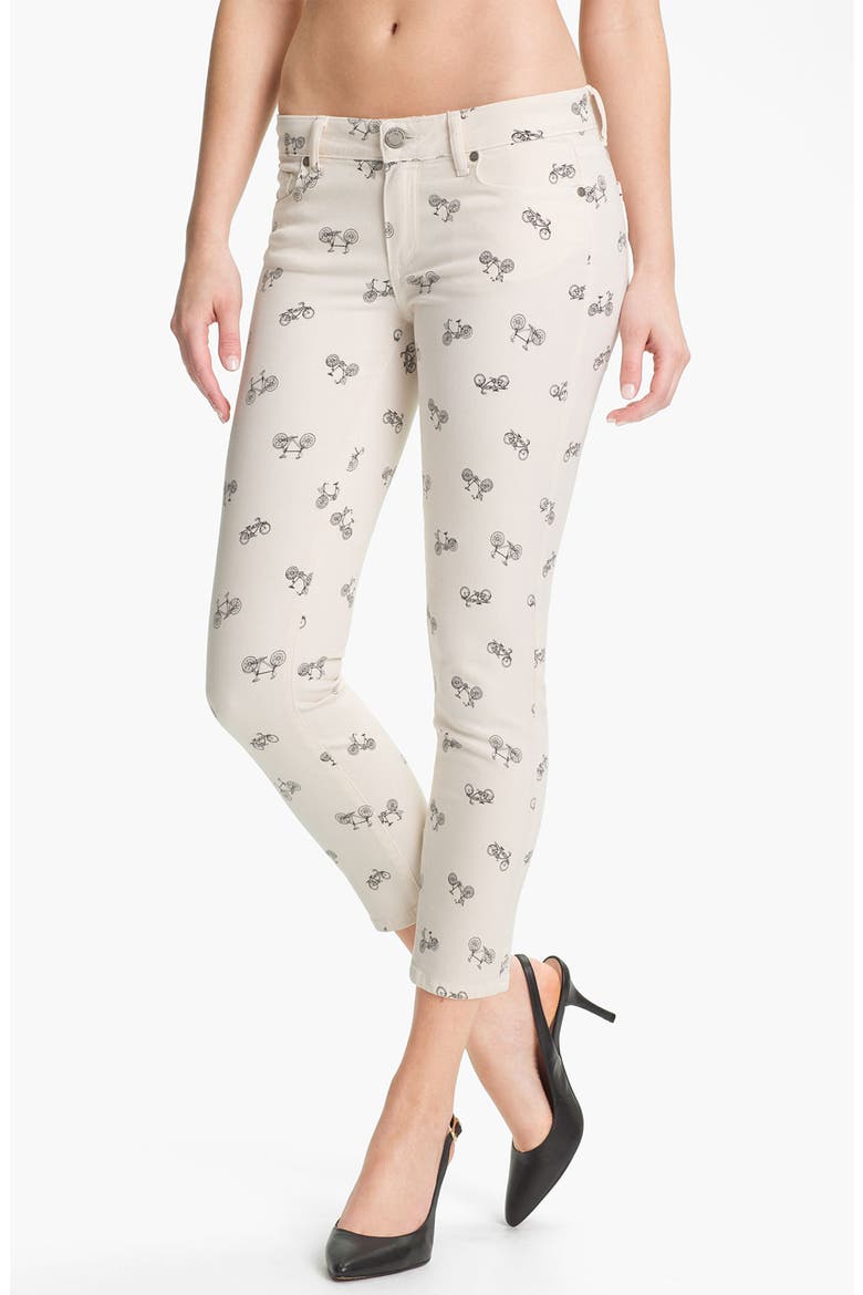 Denim 'Kylie' Print Crop Skinny Leg Jeans, Main, color, CREAM RETRO CRUISER