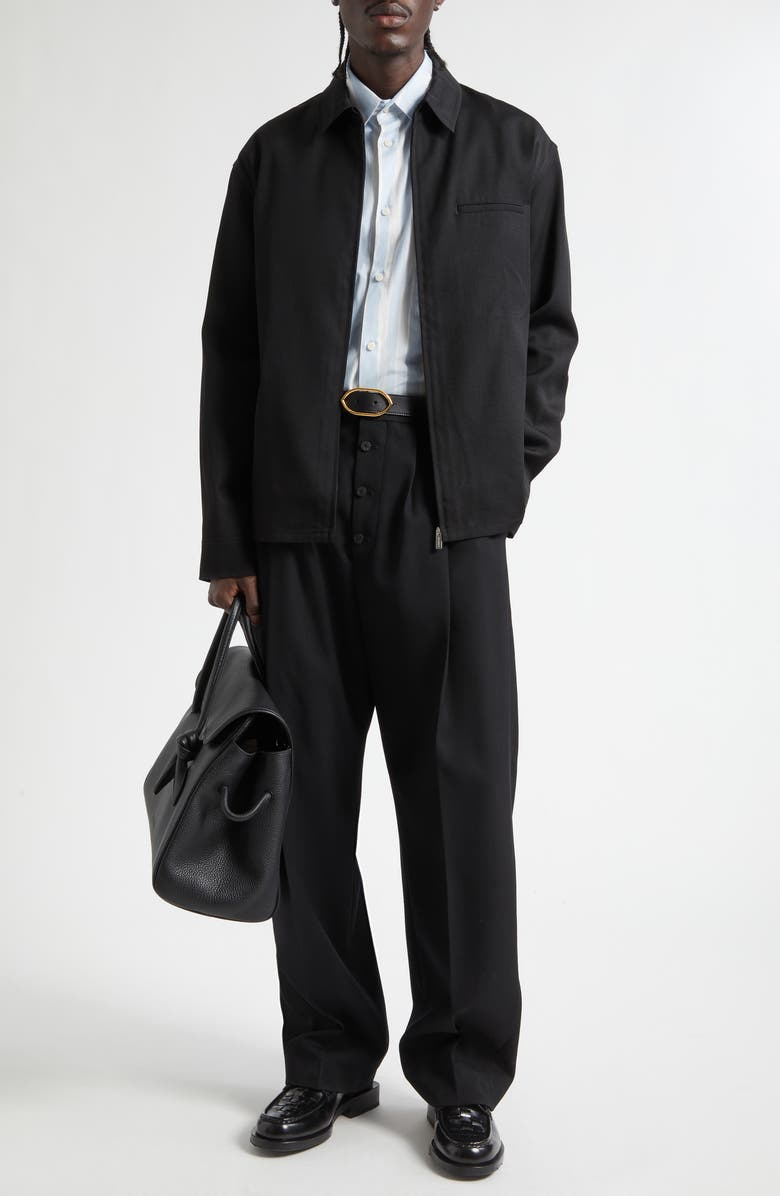 Jacquemus La Chemise Mecano Zip Workwear Shirt, Alternate, color, Black