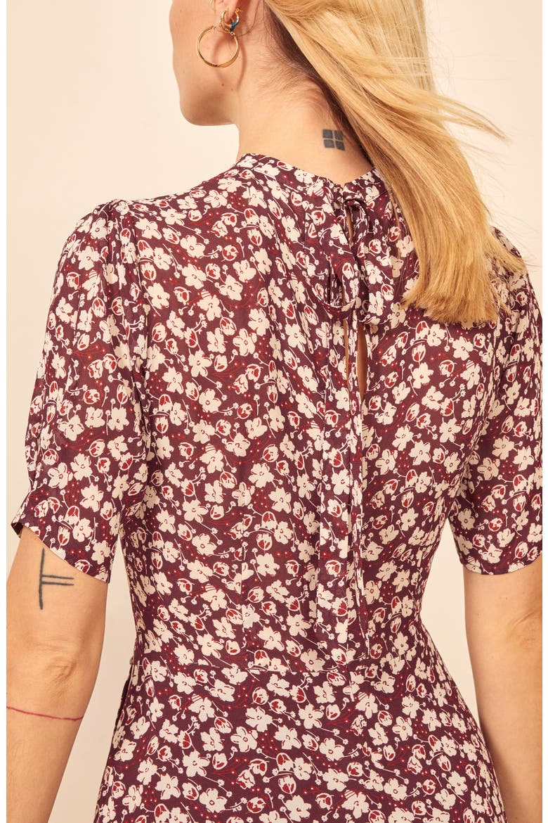 Gio Ditsy Floral Midi Dress, Alternate, color, GRANITA