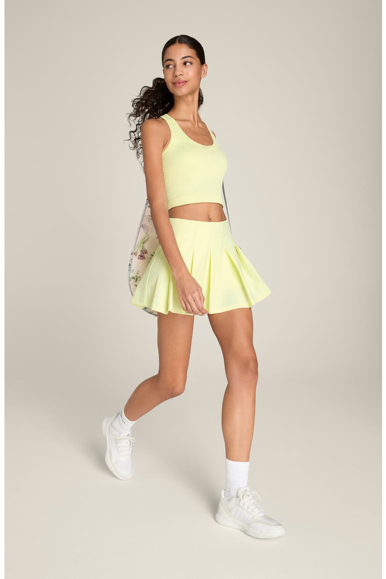 Classic Pleated Performance Miniskirt, Alternate, color, TENDER YELLOW