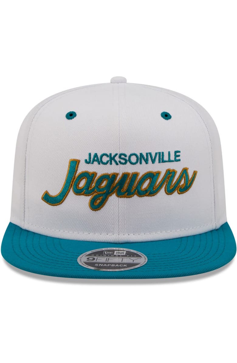 New Era Men's New Era White/Teal Jacksonville Jaguars Sparky Original 9FIFTY Snapback Hat, Alternate, color, White