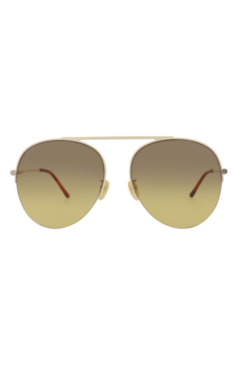 Gucci Novelty 61mm Aviator Sunglasses, Main, color, 