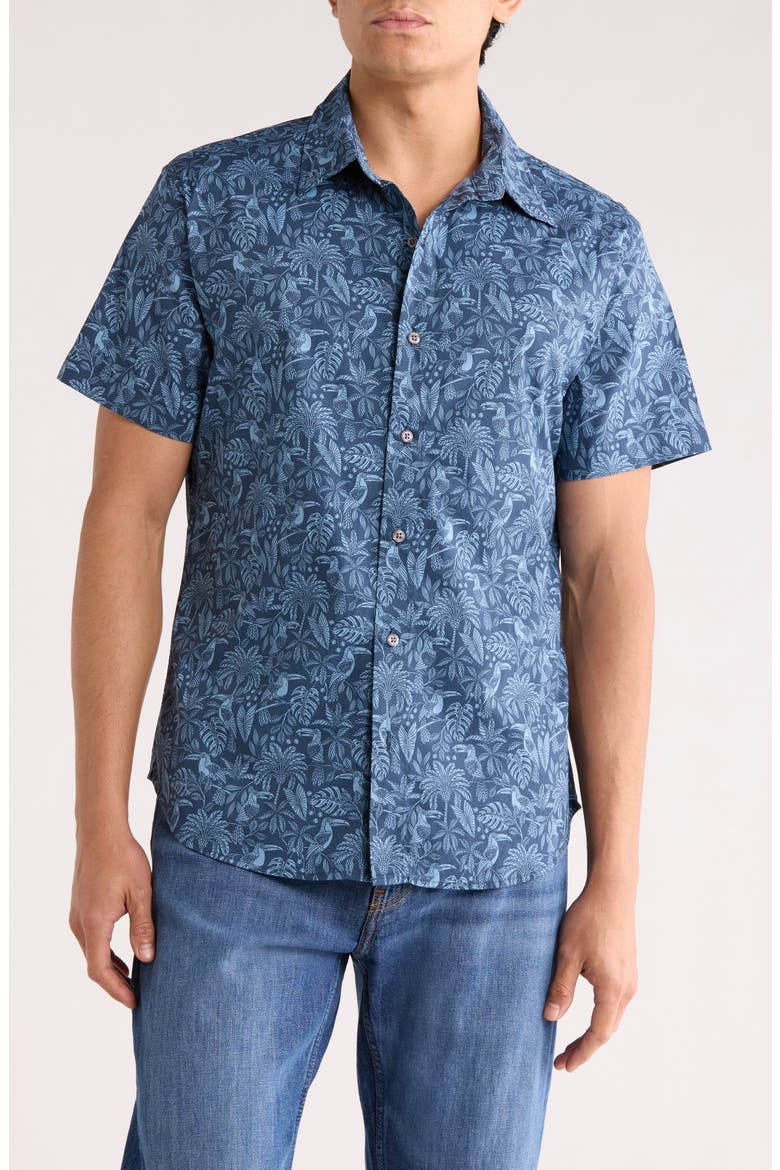 Tukano Slim Fit Short Sleeve Button-Up Shirt, Main, color, NAVY TOUCAN