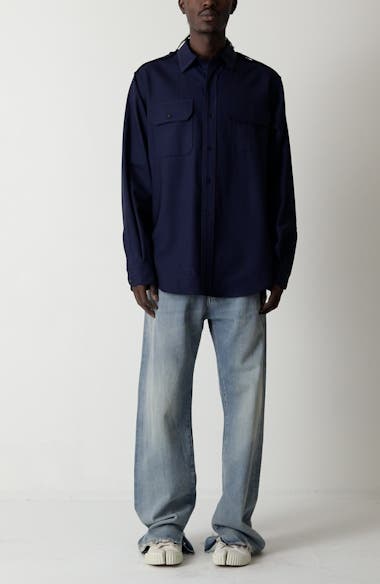 Maison Margiela Pressed to Death Wool Button-Up Shirt | Nordstromrack