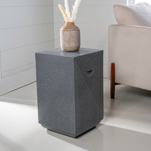 Jonathan Y Adrian 20.75" Contemporary Minimalist Square Indoor/outdoor Accent Table In Gray Terrazzo