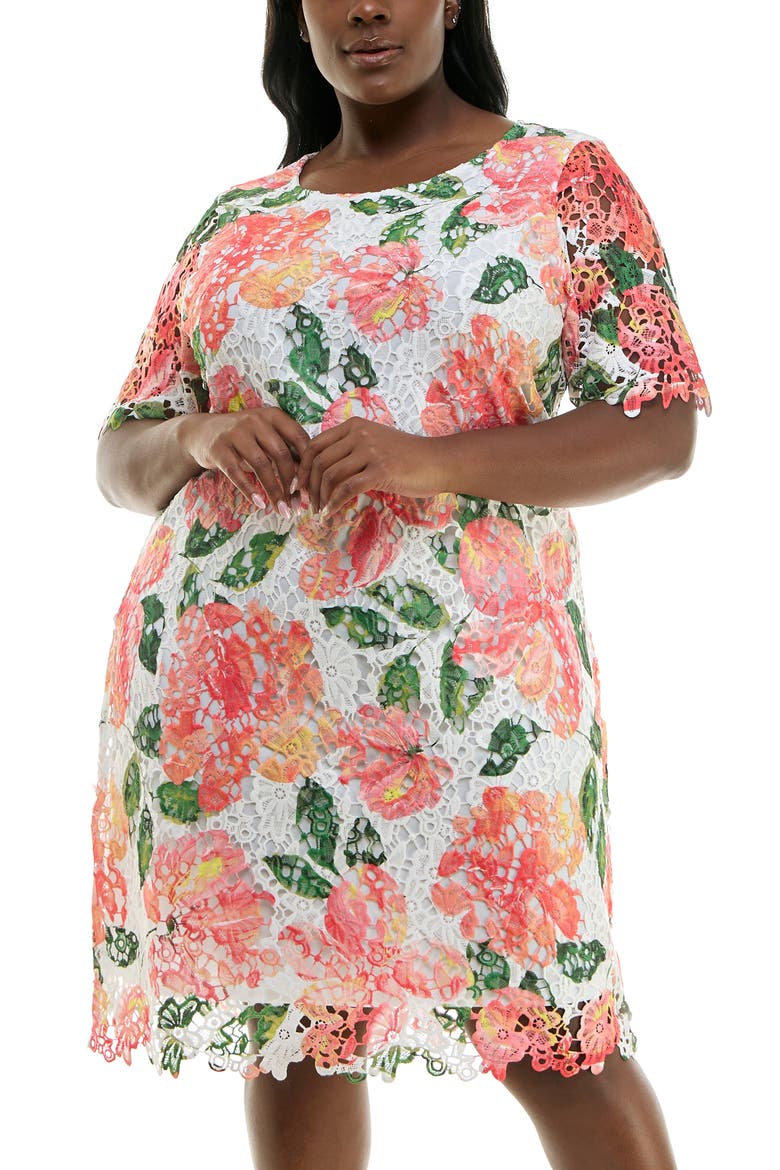 Elbow Sleeve Lace Dress, Alternate, color, MANGO MULTI