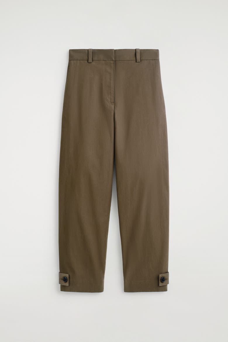 Barrel-Leg Cotton Utility Pants, Alternate, color, BROWN