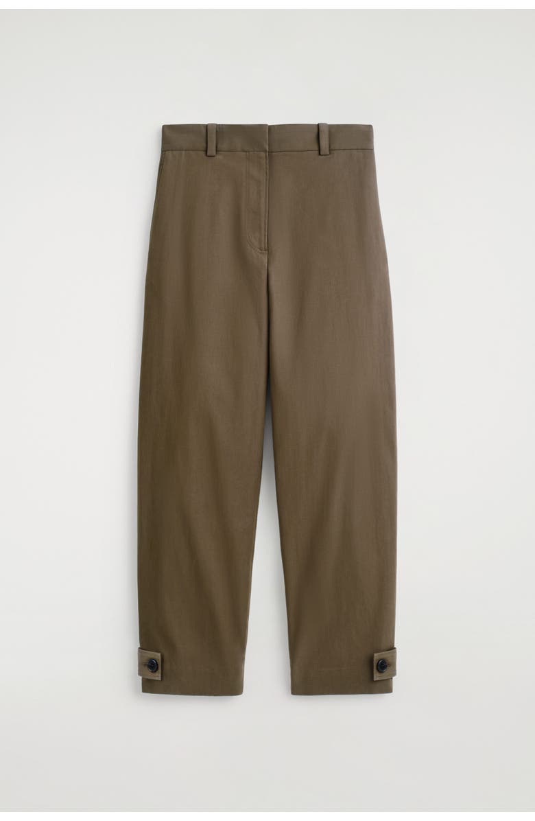 COS Barrel-Leg Cotton Utility Pants, Alternate, color, Brown