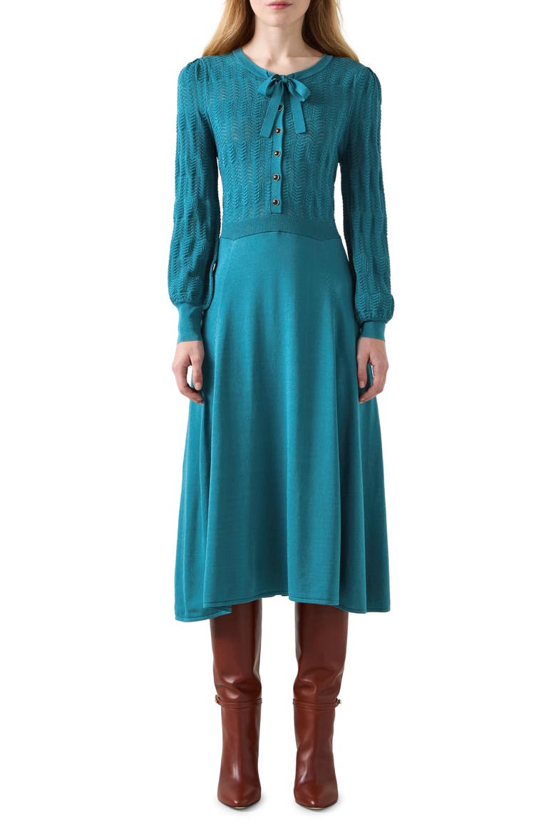Susannah Long Sleeve Sweater Dress, Main, color, DARK TEAL