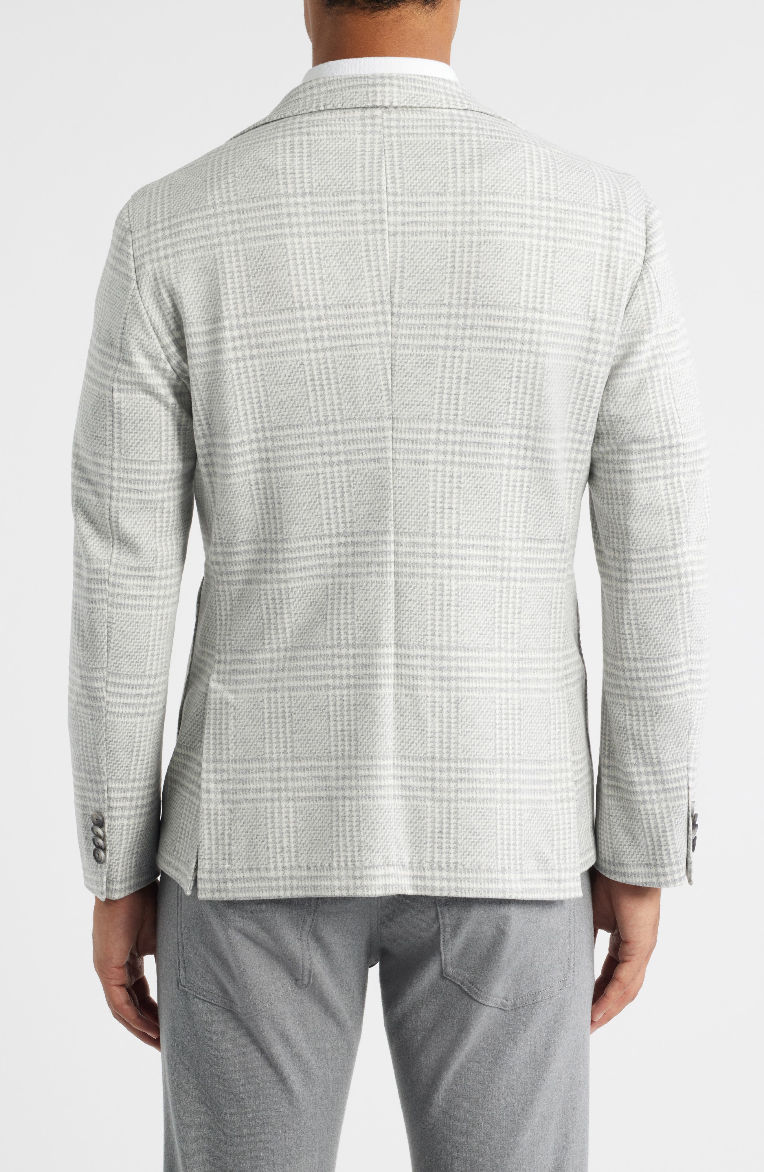 Hanry Slim Fit Light Grey Glen Check Knit Sport Coat - image 2