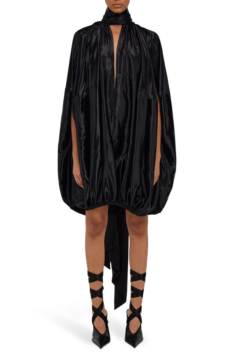 FERRAGAMO Draped Silk Dress, Main, color, Nero