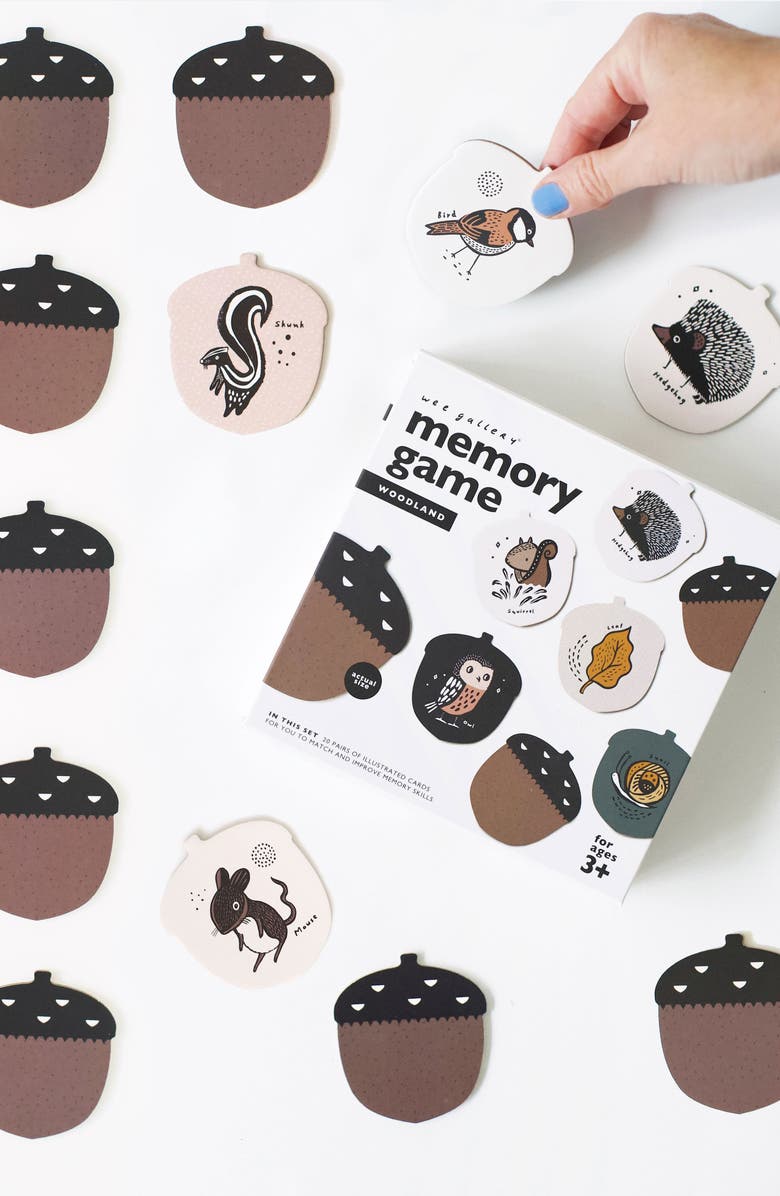 Wee Gallery Woodland Memory Game and Counting Leaves Wooden Tray Puzzle  Bundle, Alternate, color, Woodland