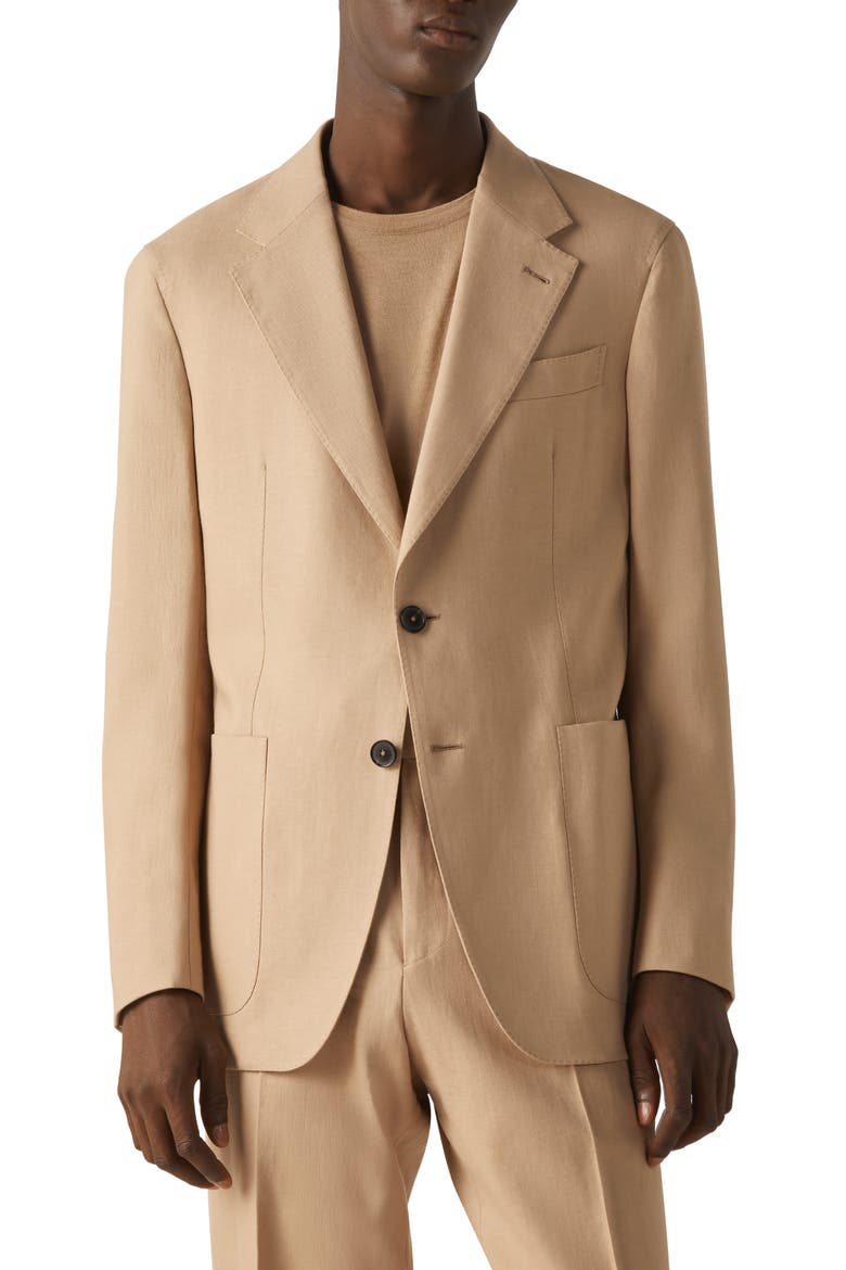 Beige Oasi Lino Jacket, Main, color, BEIGE