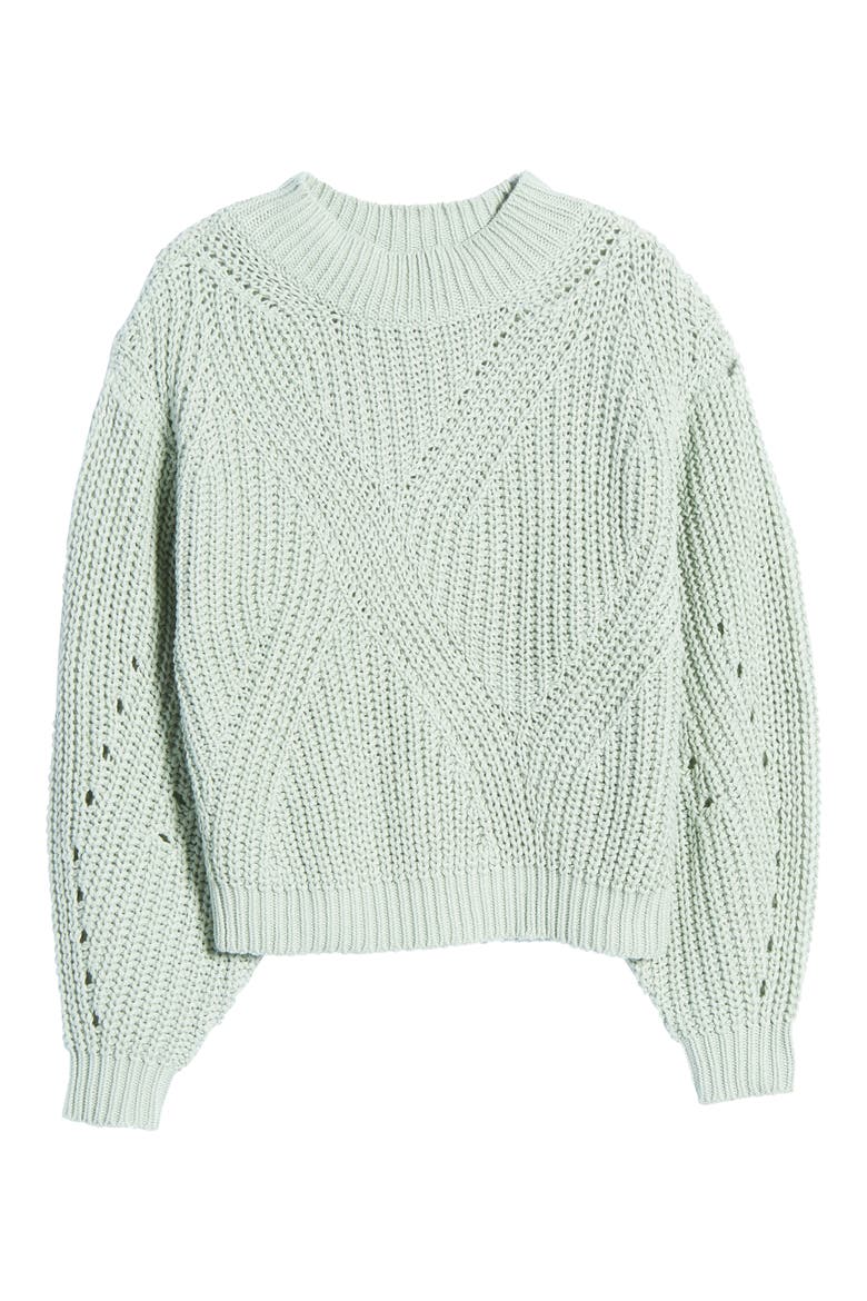 Traveling Stitch Sweater, Alternate, color, GREEN FROZEN