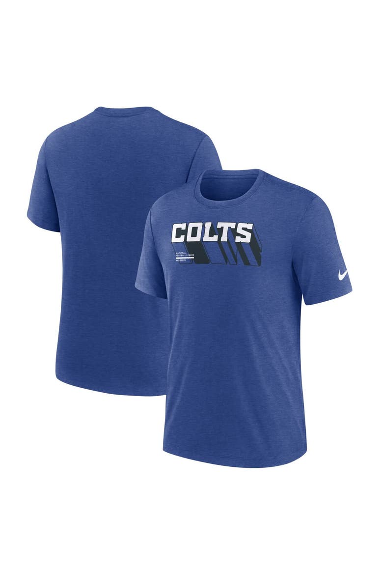 Men's Nike Heather Royal Indianapolis Colts Long Pass Tri-Blend T-Shirt, Alternate, color, Heather Royal