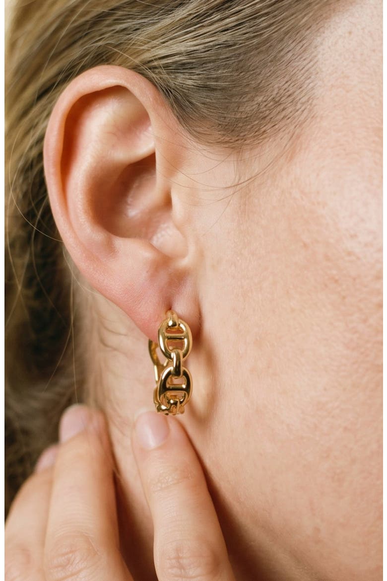 Mariner Link Huggie Hoop Earrings, Alternate, color, GOLD