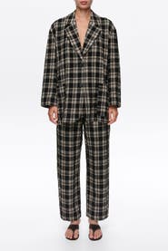 BIMBA Y LOLA Checked Straight Tailored Wool Blazer