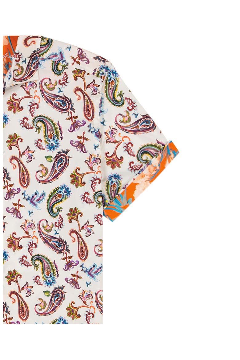 Tangier Paisley Short Sleeve Stretch Cotton Button-Up Shirt, Alternate, color, RED